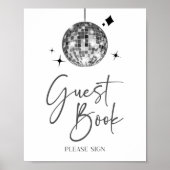 Silver Disco Ball Guest Book Party Signage Poster (Vorne)