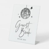 Silver Disco Ball Guest Book Party Signage Sockelschild (Vorderseite)