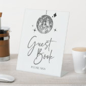 Silver Disco Ball Guest Book Party Signage Sockelschild (In SItu)