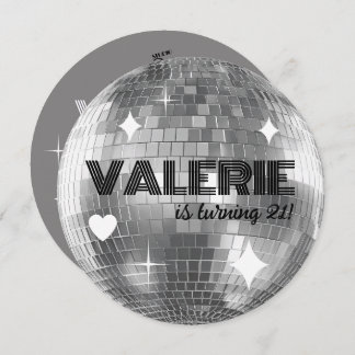 Silver Disco Ball Happy Geburtstag Einladung