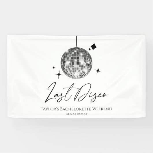 Silver Disco Ball Last Disco Junggeselinnen-Abschi Banner (Horizontal)