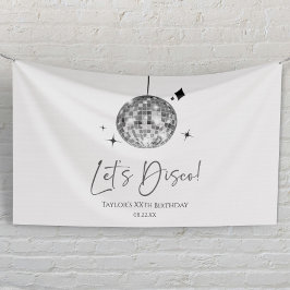 Silver Disco Ball Let's Disco Geburtstagsparty Banner