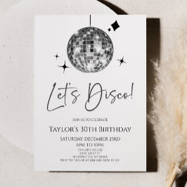 Silver Disco Ball Let's Disco Geburtstagsparty Einladung