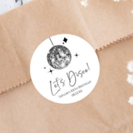 Silver Disco Ball Let's Disco Geburtstagsparty Runder Aufkleber