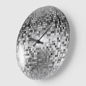 Silver Disco Ball Party Glamour Große Wanduhr (Winkel)