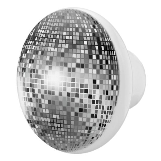 Silver Disco Ball Party Glamour Keramikknauf (Rechts)