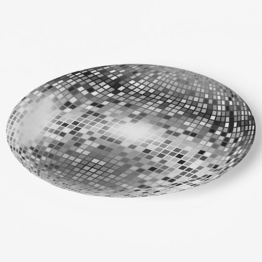 Silver Disco Ball Party Glamour Pappteller (Schrägansicht)