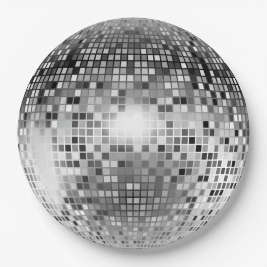 Silver Disco Ball Party Glamour Pappteller (Vorderseite)