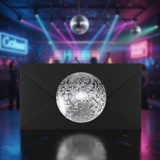 Silver Disco Ball Party Glamour Runder Aufkleber