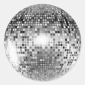 Silver Disco Ball Party Glamour Runder Aufkleber (Vorderseite)