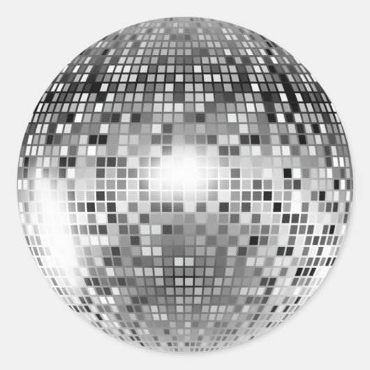 Silver Disco Ball Party Glamour Runder Aufkleber (Vorderseite)