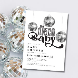 Silver Disco Ball Retro Disco Kinderdusche Einladung