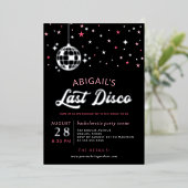 Silver Disco Ball Stars Bachelorette Folieneinladung (Stehend vorne)