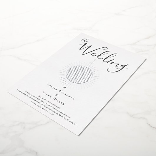 Silver Disco Ball Wedding Foil Einladung (Gedreht)