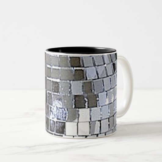 Silver Disco Ball Zweifarbige Tasse (VorderseiteRechts)