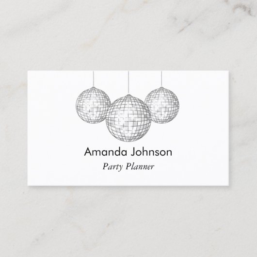 Silver Disco Balls Party Planer Custom Visitenkarte (Vorderseite)