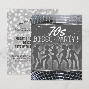 Silver Disco Dance Party   Retro 70er-Themenparty Einladung