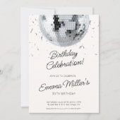 Silver Disco Geburtstagsfeier Einladung (Vorderseite)