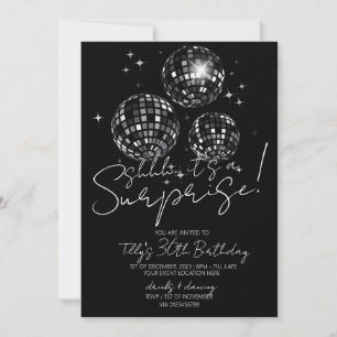Silver Disco Party Moderne Überraschung Geburtstag Einladung