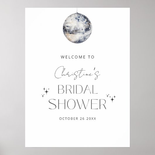 Silver Disco Retro Dancing Brautparty Willkommen Poster (Vorne)