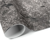 Silver Distressed Goth Damask Wrapping Paper Geschenkpapier (Rolleneckpunkt)