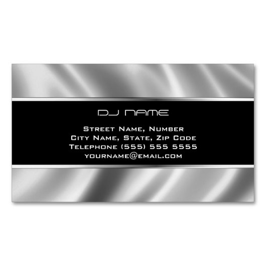 Silver DJ Magnetic Business Card Magnetische Visitenkarte (Vorderseite)