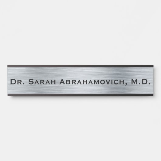 Silver Doctor's Office Door Sign Long Name Türschild (Vorderseite )
