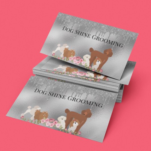 Silver Dog Grooming Glitzer Pet Services Visitenkarte