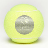 Silver Dog Name Tennis Ball 'toss, fetch, repeat' (Vorderseite)