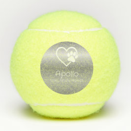 Silver Dog Name Tennis Ball 'toss, fetch, repeat'