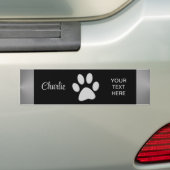 Silver Dog Paw auf schwarzem Hintergrund Autoaufkleber (Auf Auto)