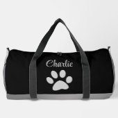 Silver Dog Paw auf schwarzem Hintergrund Duffle Bag (Rückseite)