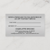 Silver Dog Paw auf schwarzem Hintergrund Empfehlungskarte (Rückseite)