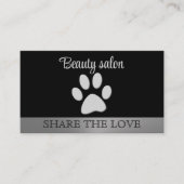 Silver Dog Paw auf schwarzem Hintergrund Empfehlungskarte (Vorderseite)