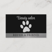 Silver Dog Paw auf schwarzem Hintergrund Empfehlungskarte (Vorderseite)