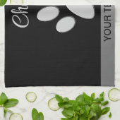 Silver Dog Paw auf schwarzem Hintergrund Geschirrtuch (Gefaltet)