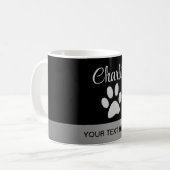 Silver Dog Paw auf schwarzem Hintergrund Kaffeetasse (Vorderseite Links)