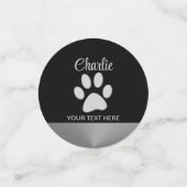 Silver Dog Paw auf schwarzem Hintergrund Konfetti (Klein Vorderseite)