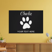 Silver Dog Paw auf schwarzem Hintergrund Leinwanddruck (Insitu (Wohnzimmer))