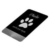 Silver Dog Paw auf schwarzem Hintergrund Magnet (Linke Seite)