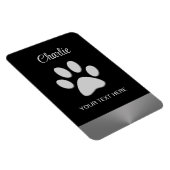 Silver Dog Paw auf schwarzem Hintergrund Magnet (Rechte Seite)