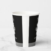 Silver Dog Paw auf schwarzem Hintergrund Pappbecher (Rechts)