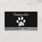 Silver Dog Paw auf schwarzem Hintergrund Terminkarte (Vorderseite)