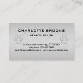 Silver Dog Paw auf schwarzem Hintergrund Terminkarte (Rückseite)