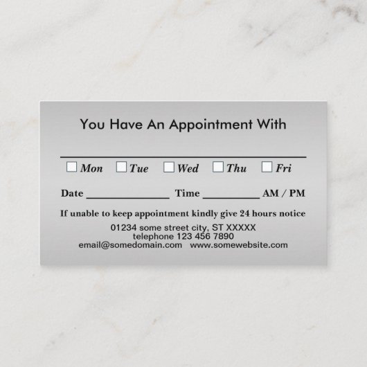 Silver Dog Paw auf schwarzem Hintergrund Terminkarte (Rückseite)