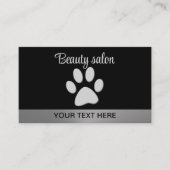 Silver Dog Paw auf schwarzem Hintergrund Terminkarte (Vorderseite)