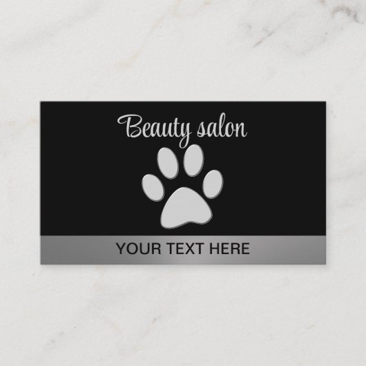 Silver Dog Paw auf schwarzem Hintergrund Terminkarte (Vorderseite)