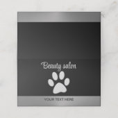 Silver Dog Paw auf schwarzem Hintergrund Terminkarte (Außenseite Aufgefaltet)