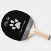 Silver Dog Paw auf schwarzem Hintergrund Tischtennis Schläger (Seitenansicht)