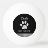 Silver Dog Paw auf schwarzem Hintergrund Tischtennisball (Rückseite)